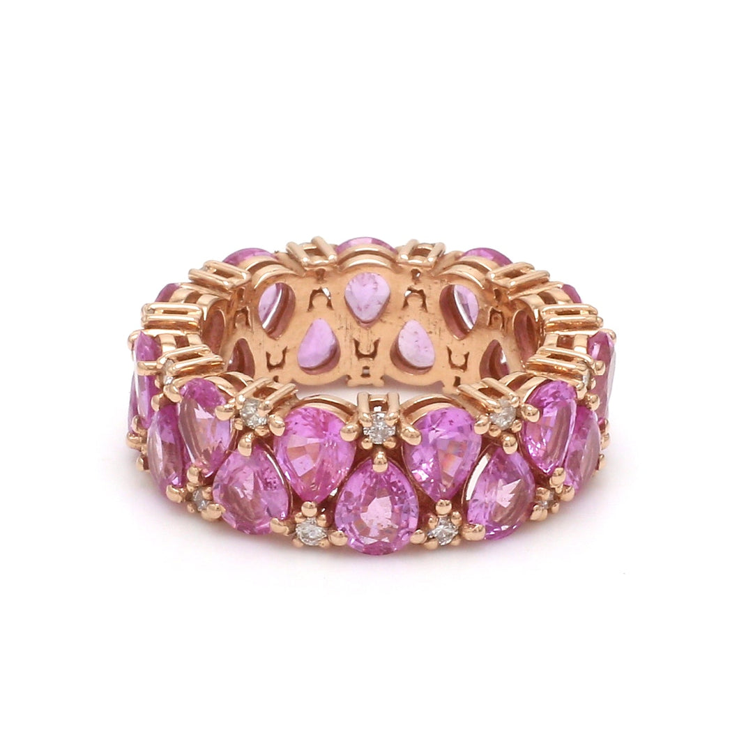 Pink Sapphire Pear Upside Down Eternity Band Diamond Ring - qivii