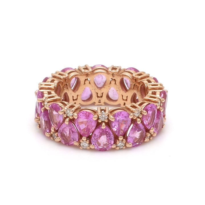 Pink Sapphire Pear Upside Down Eternity Band Diamond Ring - qivii