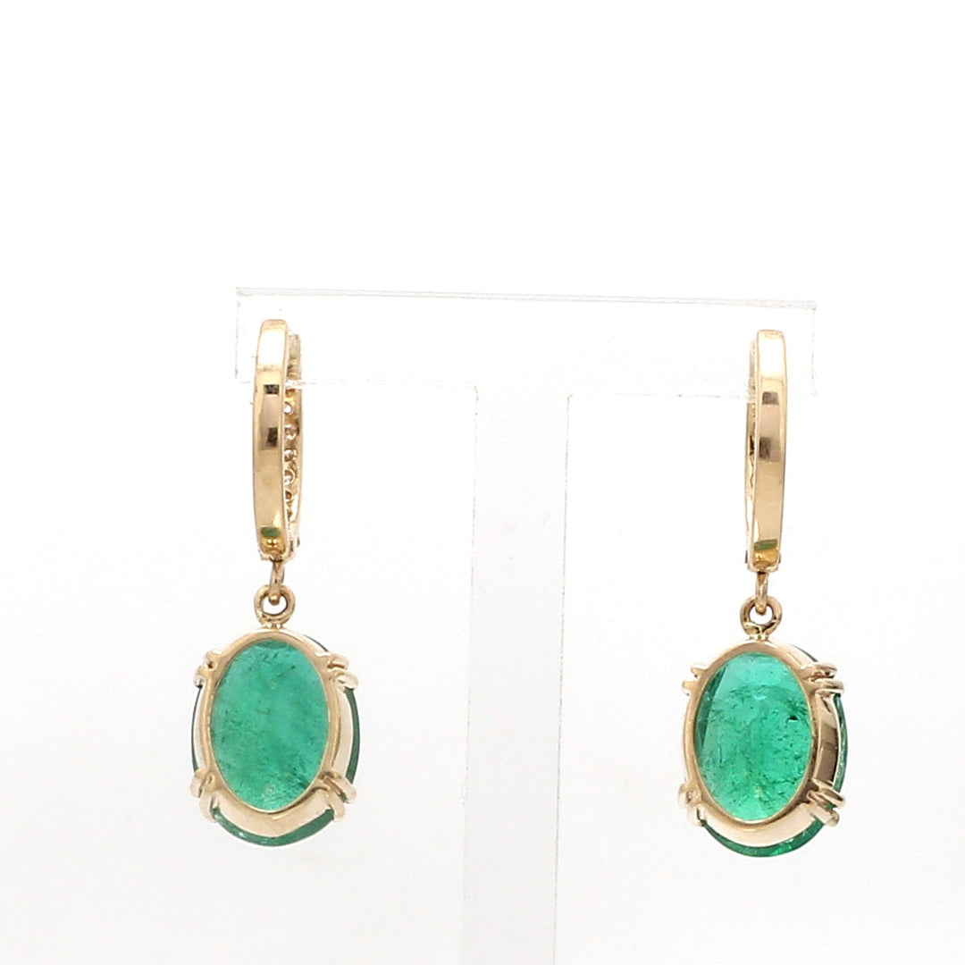 Emerald Oval Diamond Earrings - qivii