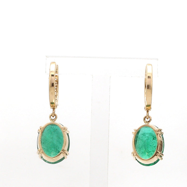 Emerald Oval Diamond Earrings - qivii