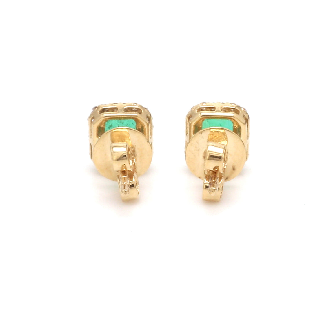 Emerald Octagon Diamond Studs - qivii