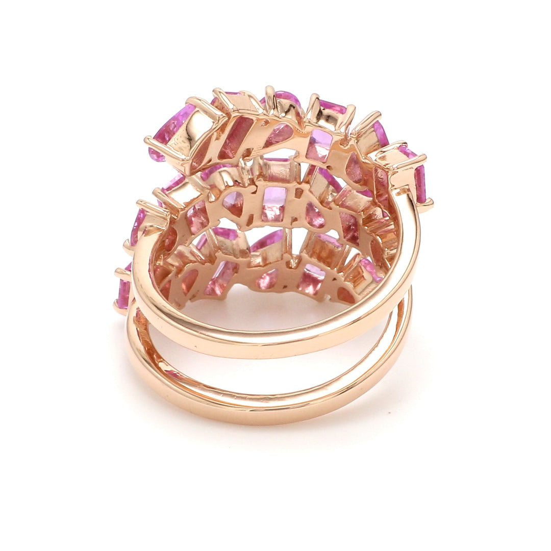 Pink Sapphire Mix Shape Spiral Ring - qivii