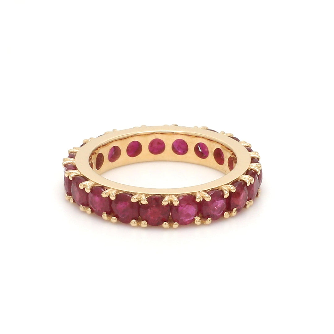 Ruby 3MM Round Eternity Band Ring - qivii