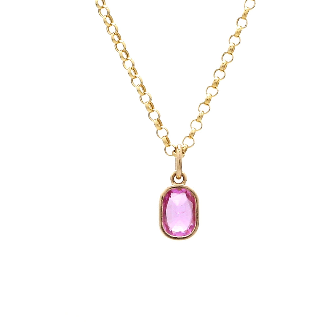 Pink Sapphire Cushion Charm Pendant - qivii
