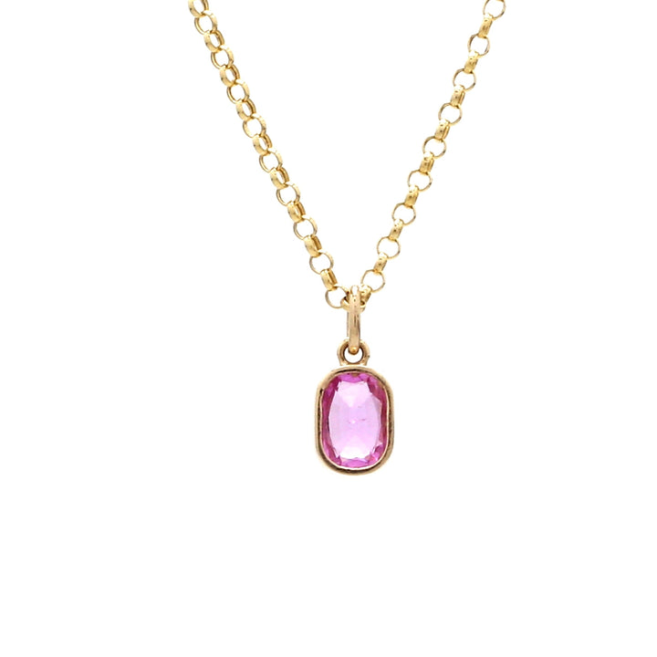 Pink Sapphire Cushion Charm Pendant - qivii