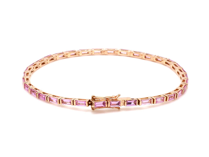 Pink Sapphire Horizontal Baguette Bracelet - qivii