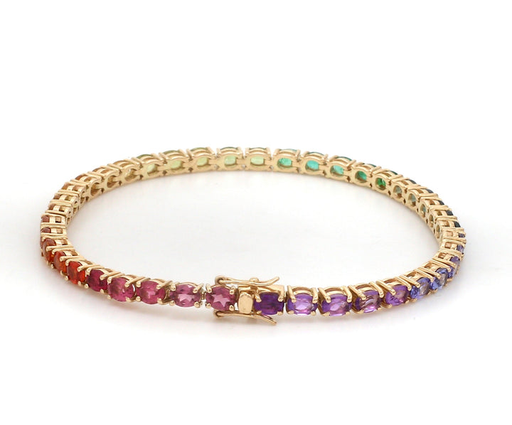 Rainbow Gemstone Oval Tennis Bracelet - qivii
