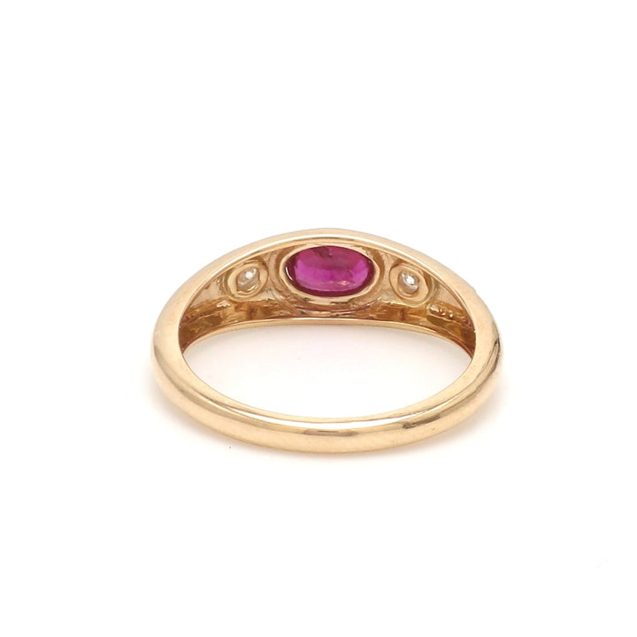 Ruby Oval Round Diamond Mini Chunky Ring - qivii