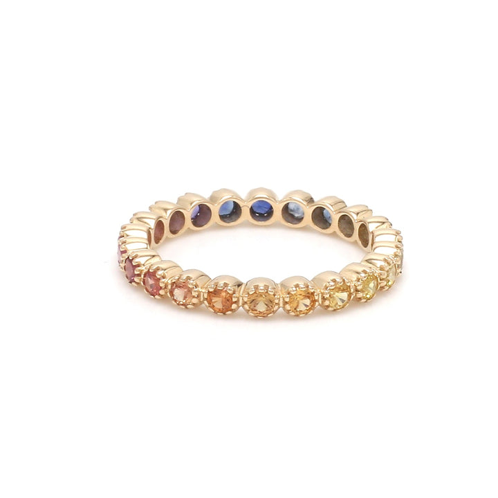 Rainbow Sapphire Bezel Set Filigree Ring - qivii