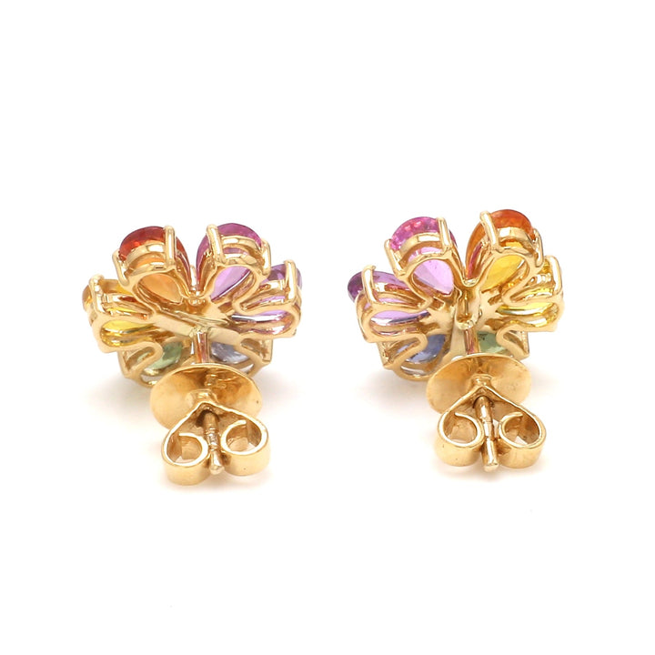 Rainbow Sapphire Pear Diamond Studs - qivii