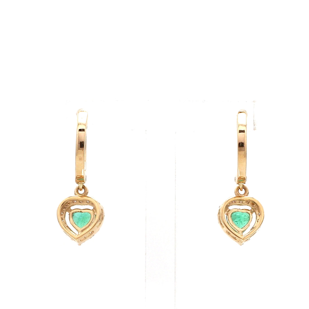 Emerald Heart and Diamond Mini Huggies Earrings - qivii