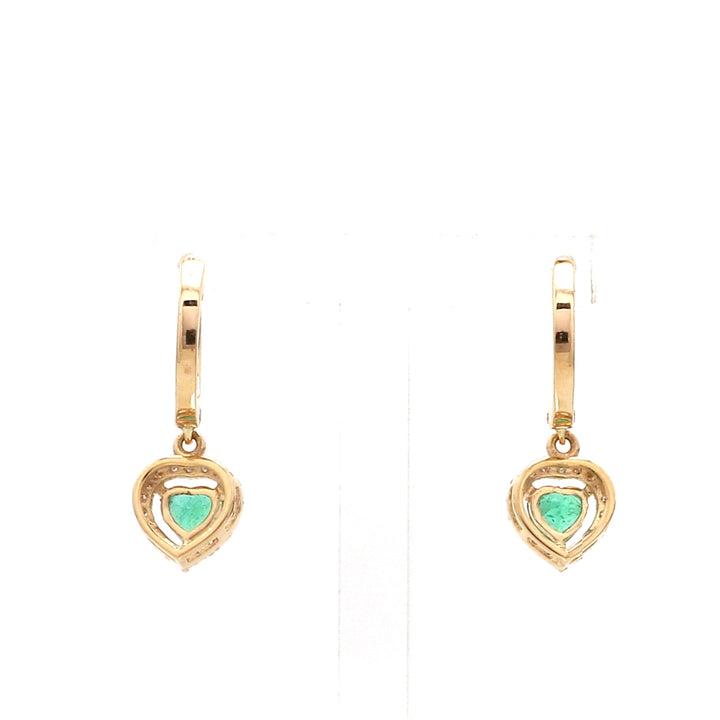 Emerald Heart and Diamond Mini Huggies Earrings - qivii
