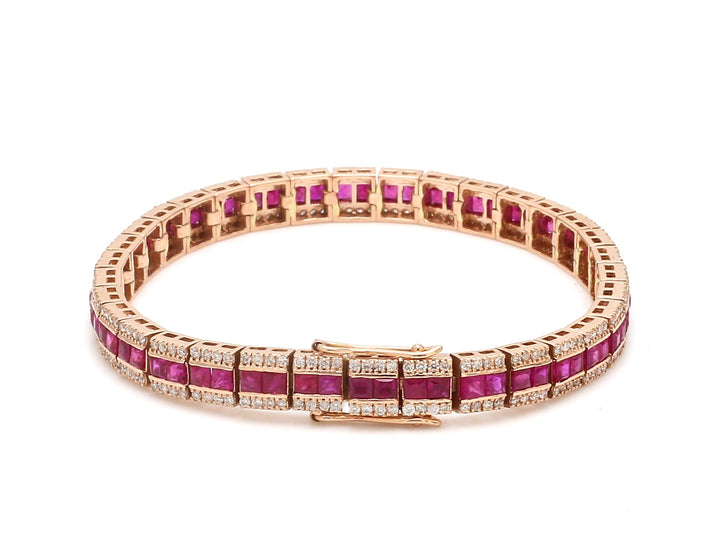Ruby and Diamond Channel Set Bracelet - qivii