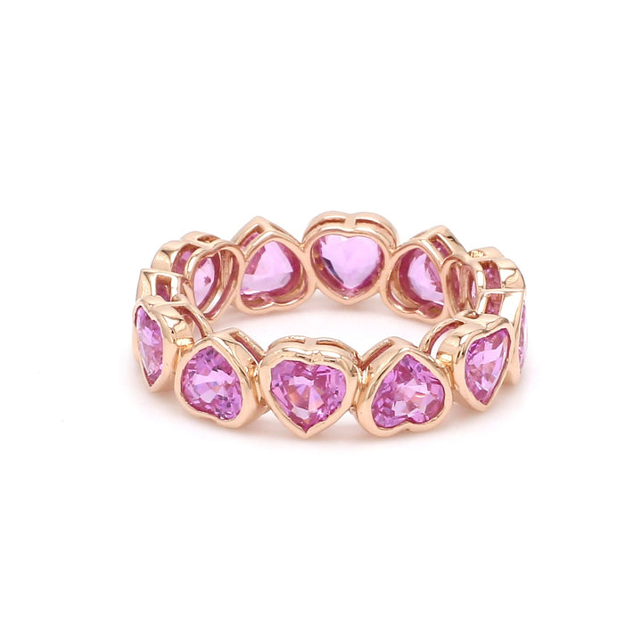 Pink Sapphire Heart Bezel Set Ring - qivii
