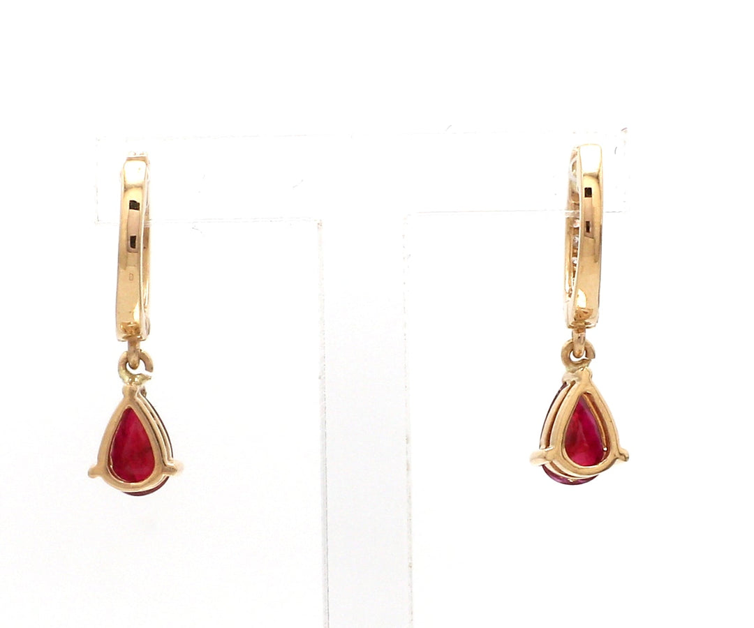 Ruby Pear Diamond Mini Huggies Earrings - qivii