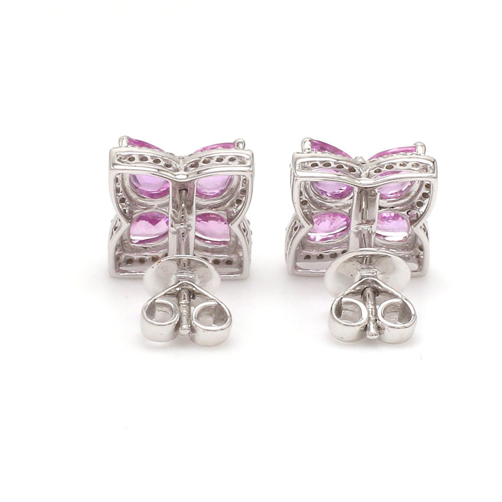 Pink Sapphire Diamond Pear Earring Studs - qivii