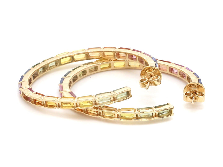 Rainbow Sapphire 45MM Hoops - qivii