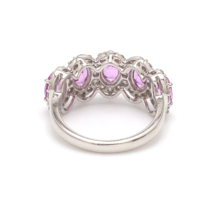 Pink Sapphire Oval Diamond Five Stone Ring - qivii