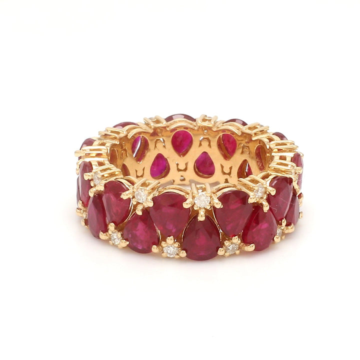 Ruby Pear and Diamond Ring - qivii