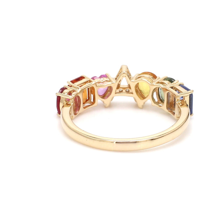 Rainbow Sapphire Initial Letter Ring - qivii