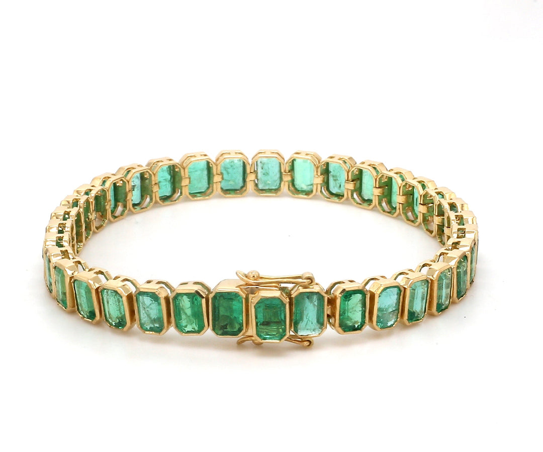 Emerald Octagon Bezel Set Bracelet (Small) - qivii