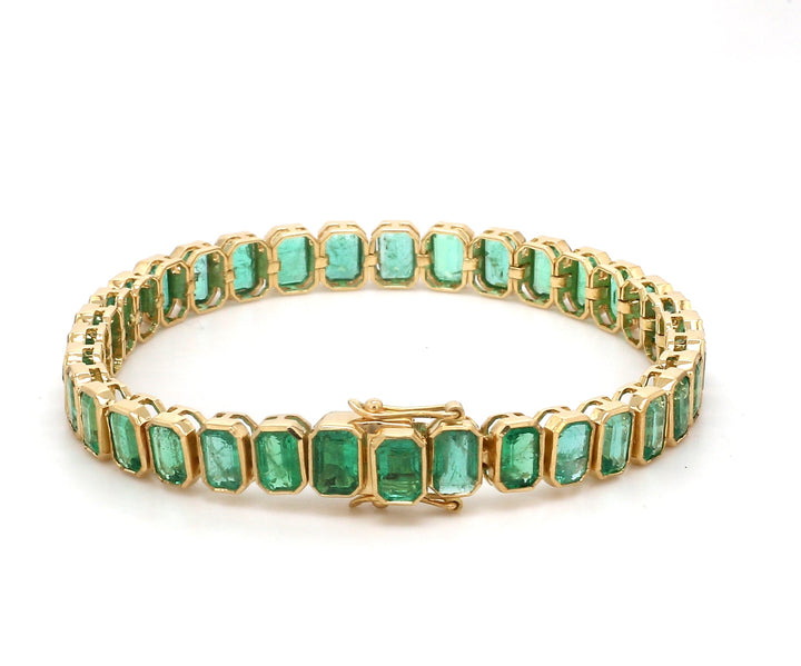 Emerald Octagon Bezel Set Bracelet (Small) - qivii