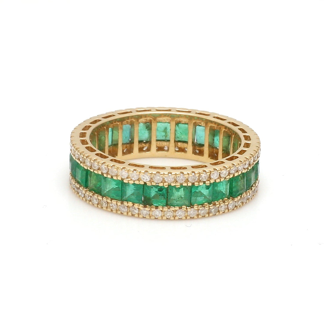 Emerald Diamond Princess Eternity Ring - qivii