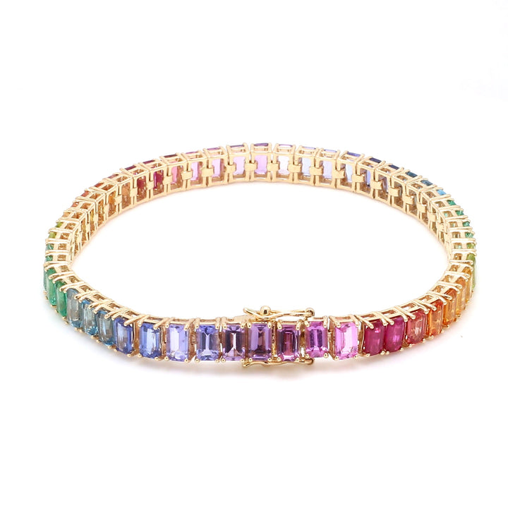 Rainbow Gemstone Emerald Cut Bracelet - qivii