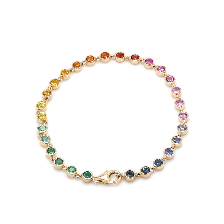 Rainbow Sapphire Emerald Link Chain Bracelet - qivii