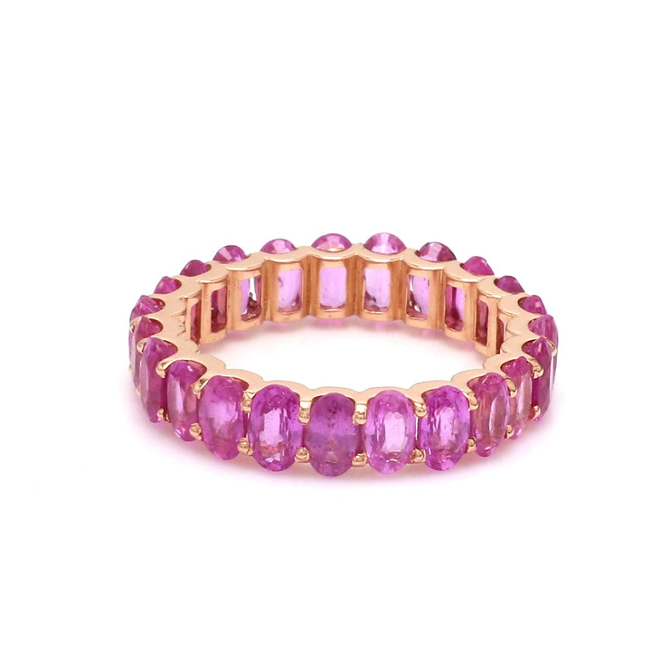 Pink Sapphire Oval Cut Eternity Band Ring - qivii