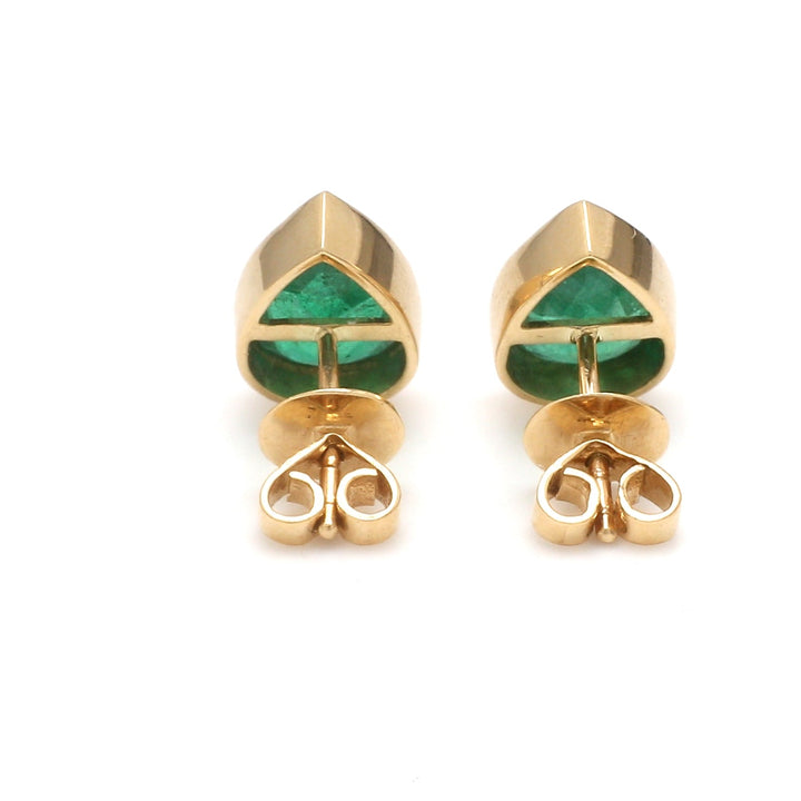 Emerald Pear Bezel Set Studs - qivii