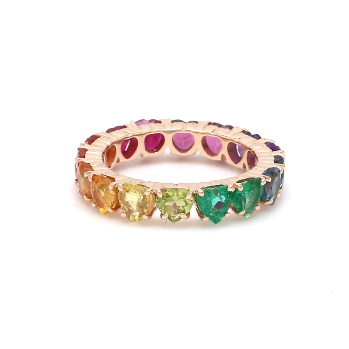Rainbow Gemstone Prong Set Heart Ring - qivii
