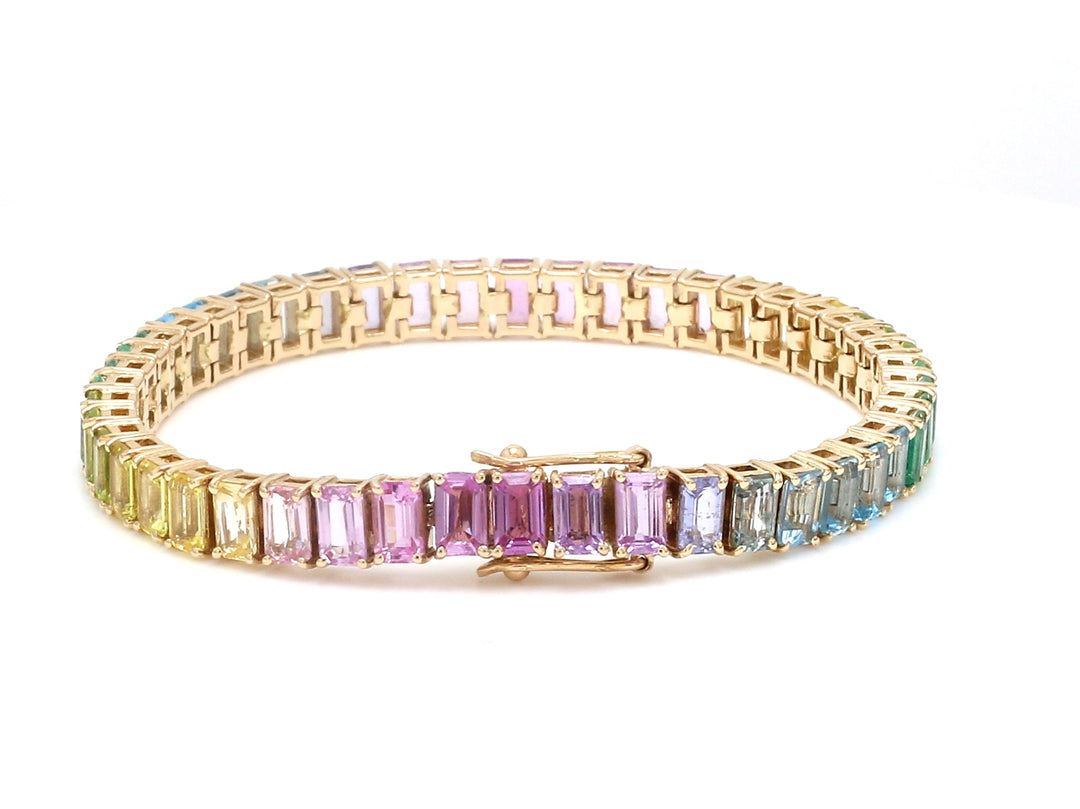 Rainbow Gemstone Emerald Cut Pastel Bracelet - qivii