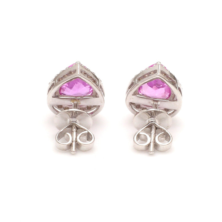 Pink Sapphire Pear Diamond Studs - qivii