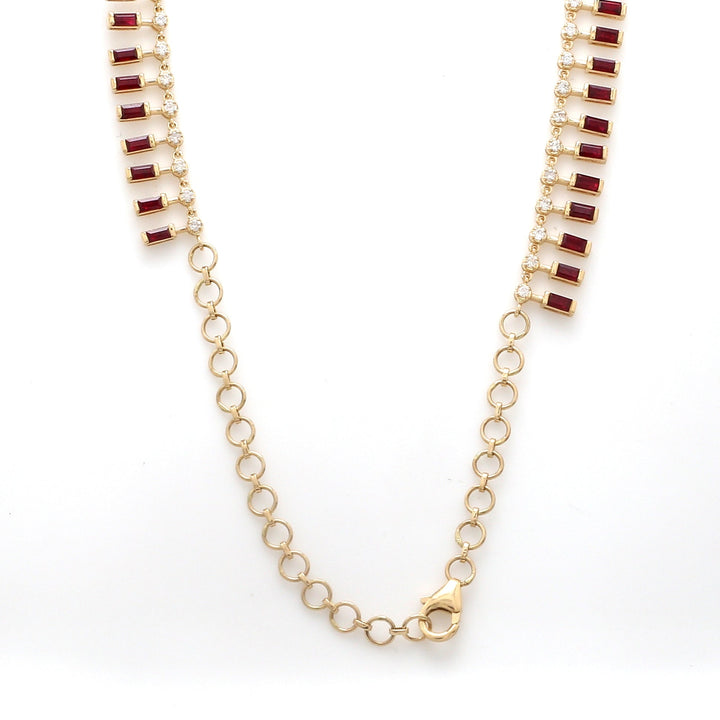 Ruby Dot in dash diamond Necklace - qivii