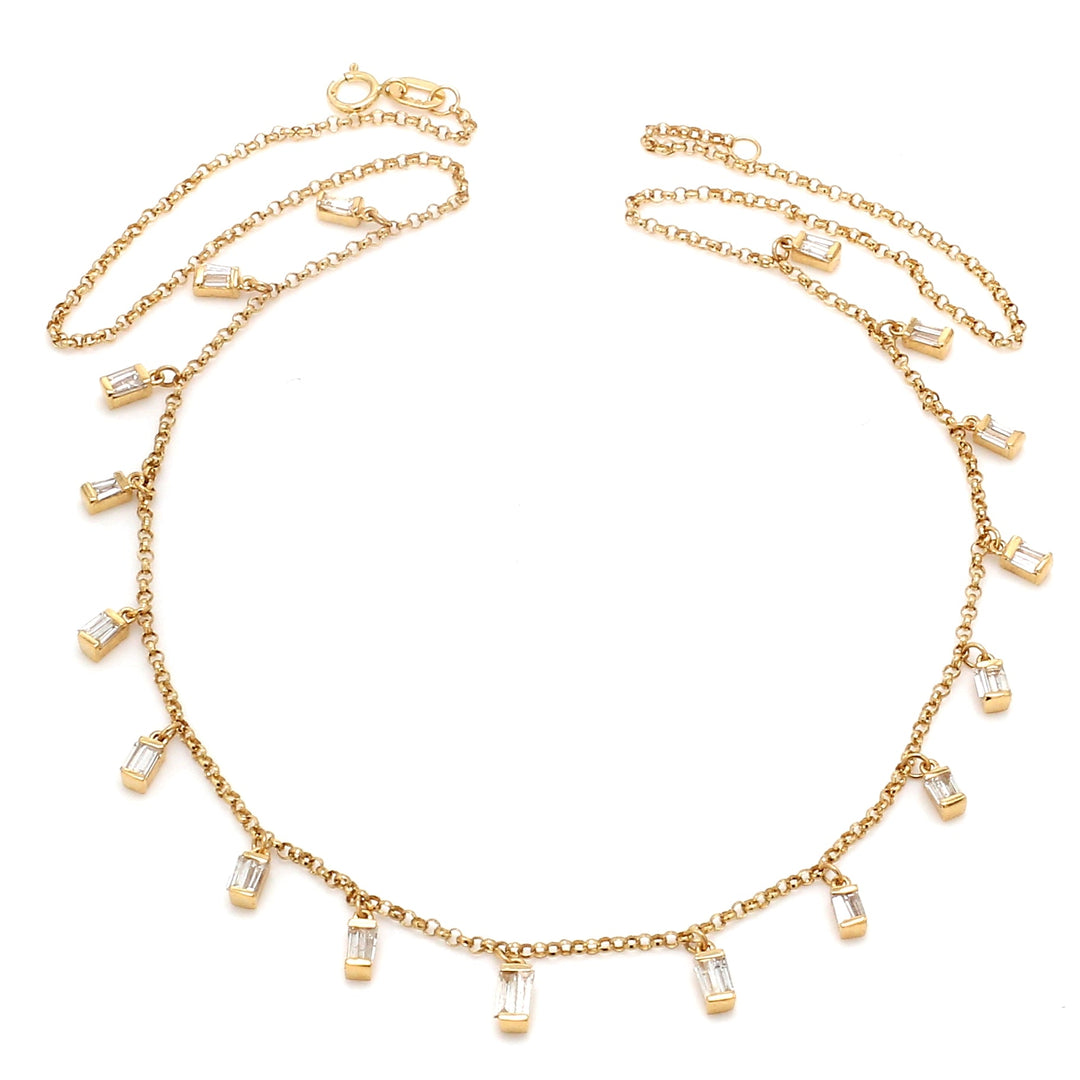 Diamond Baguette Link Chain Necklace - qivii