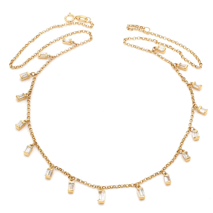 Diamond Baguette Link Chain Necklace - qivii