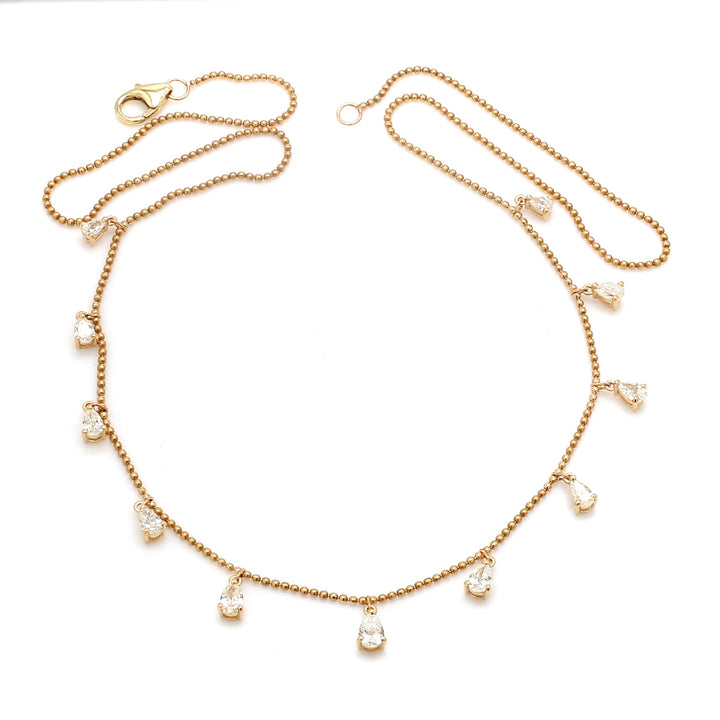 Diamond Pear Ball Chain Necklace - qivii