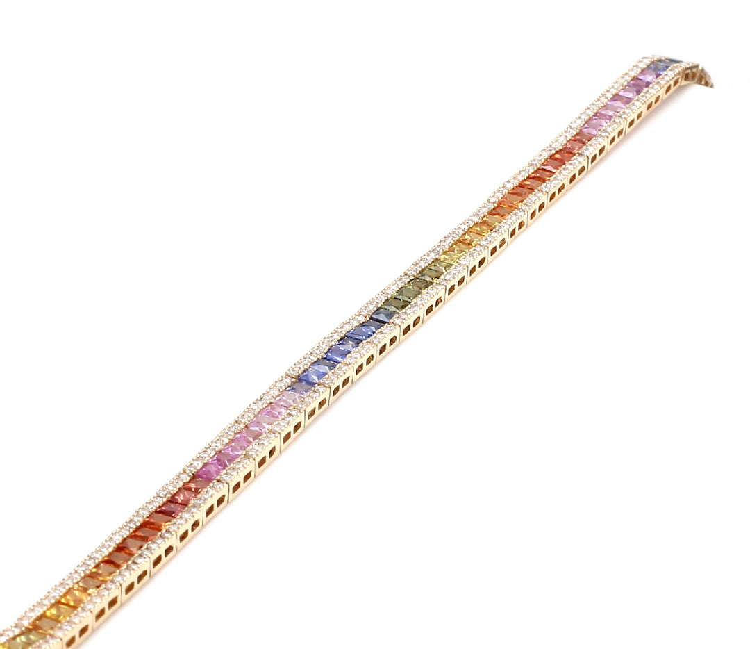 Rainbow Sapphire Princess Cut Diamond Bracelet - qivii