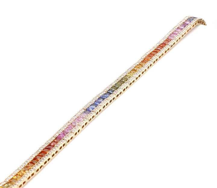 Rainbow Sapphire Princess Cut Diamond Bracelet - qivii