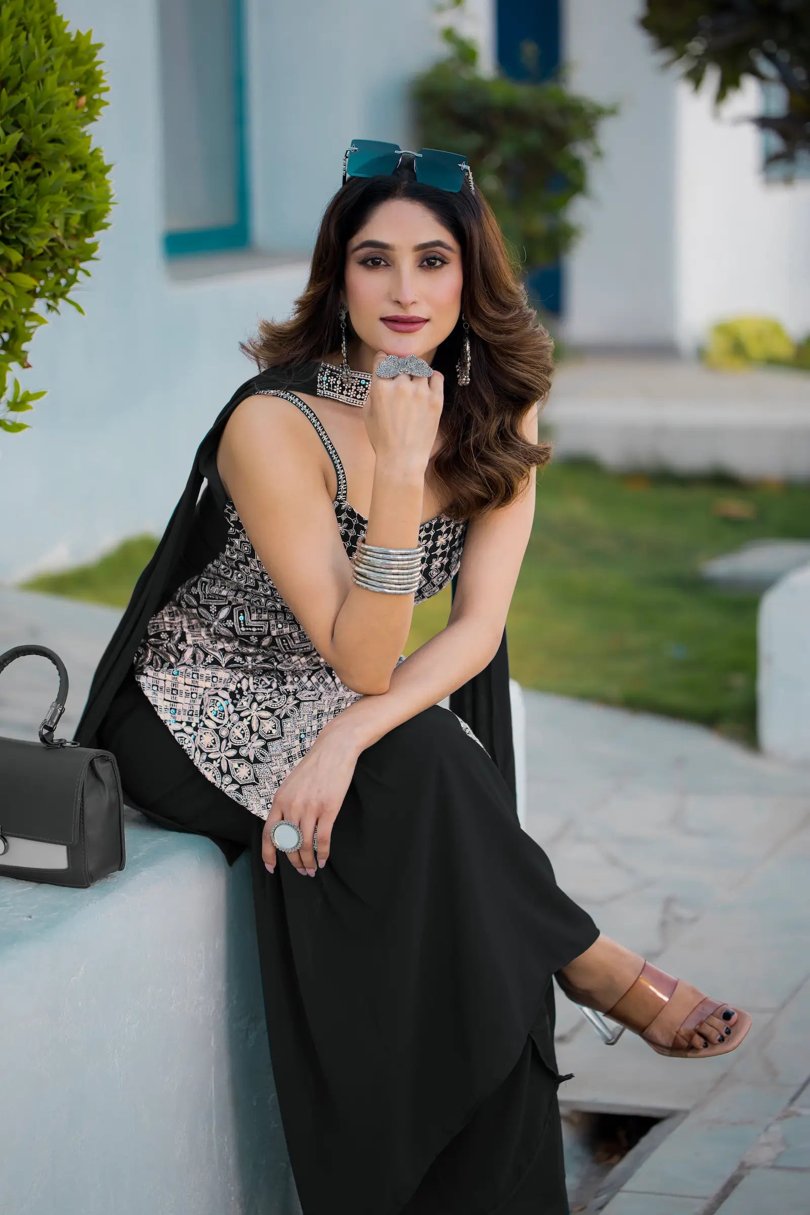 Black Georgette Sequence Embroidery Work Salwar Suit