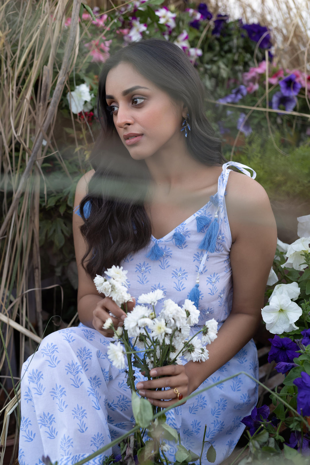 Blue White Kurta Set