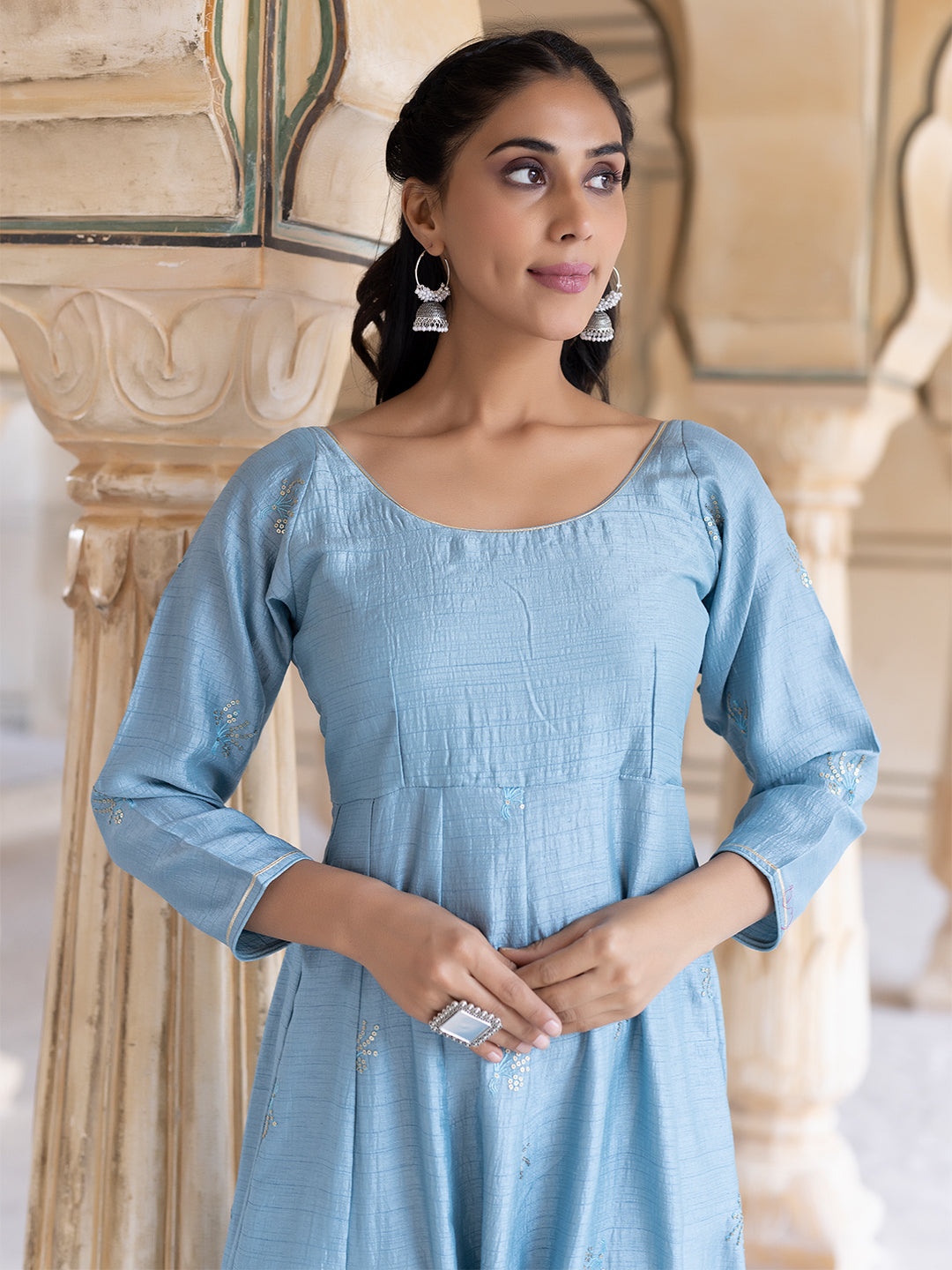 Celestial Sky-Blue Flared Kurta