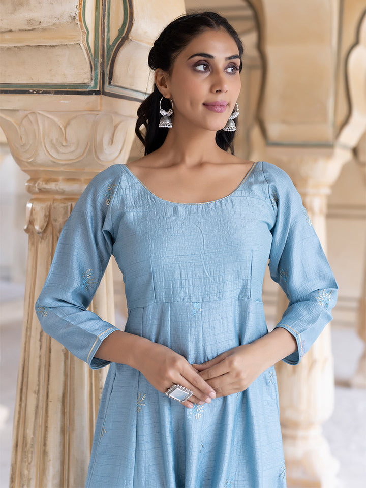 Celestial Sky-Blue Flared Kurta
