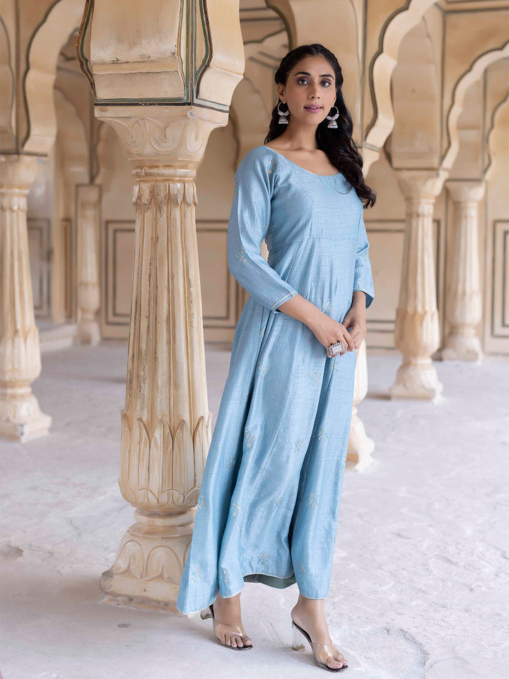 Celestial Sky-Blue Flared Kurta