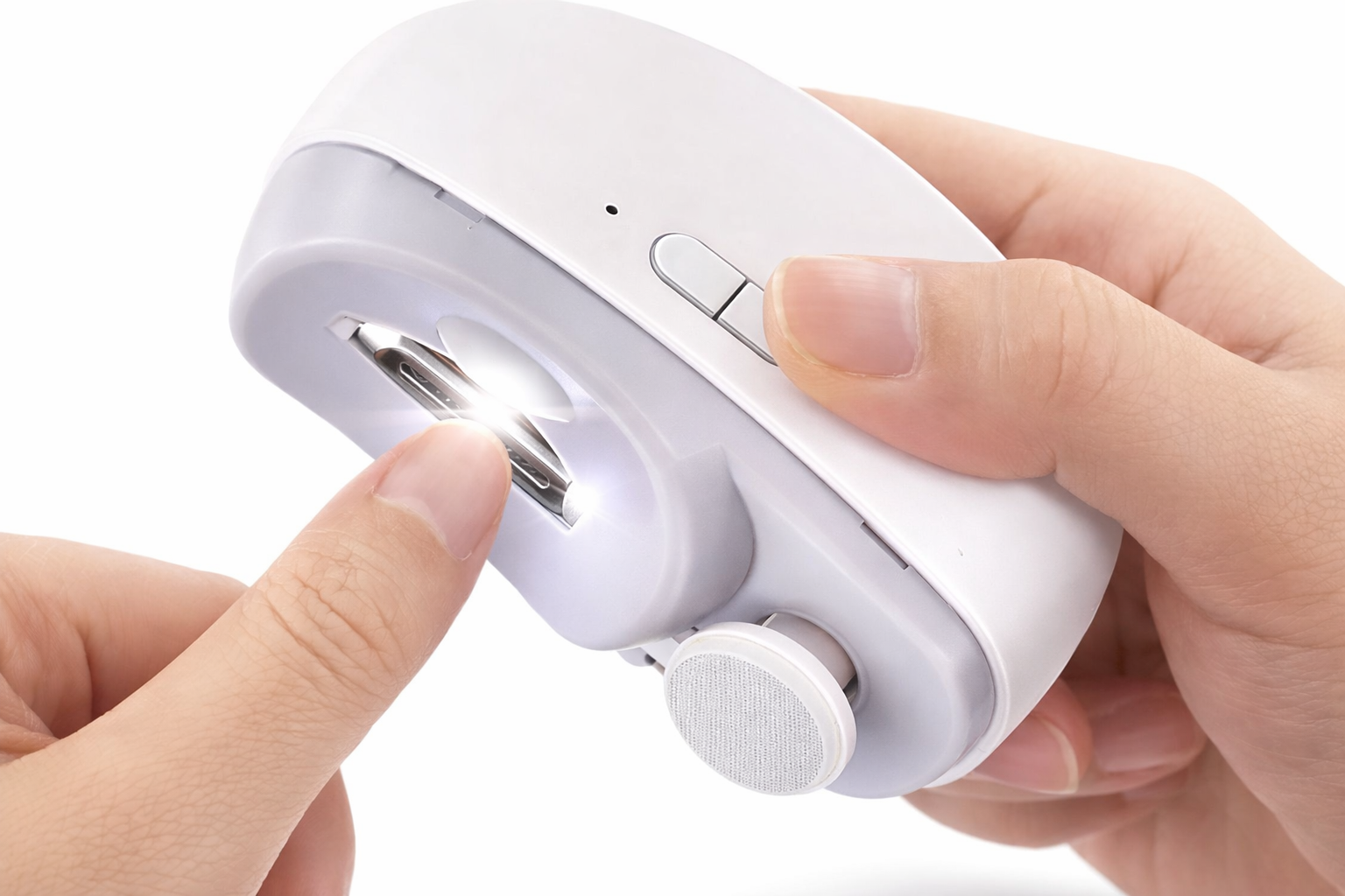 2-in-1 Electric Nail Clipper for Adults & Kids | USB Rechargeable Nail Trimmer with LED Light