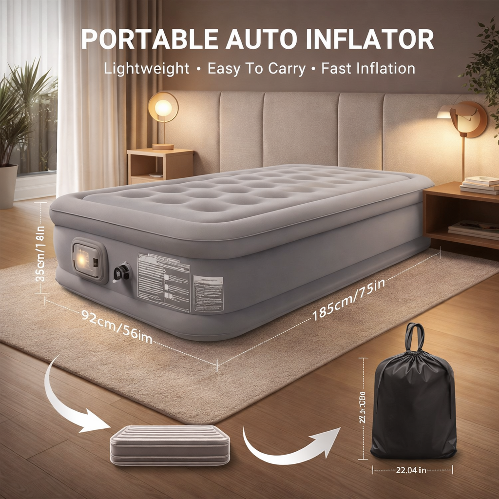 Massavio Inflatable Mattres With Free Electric Pump, Quick Self-Inflation