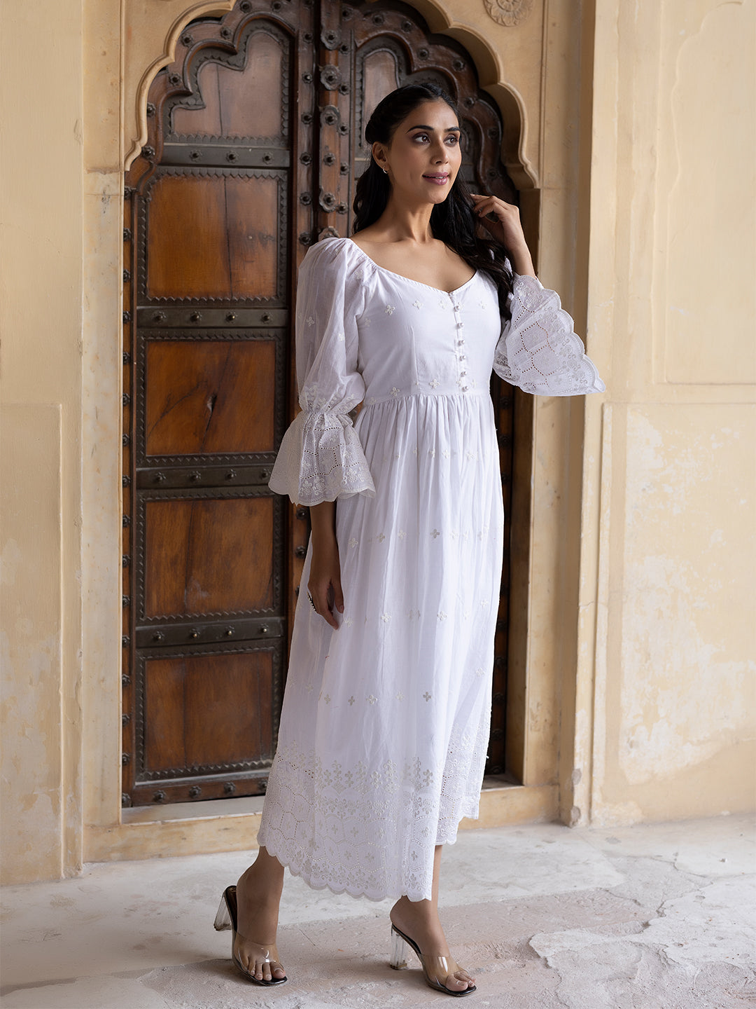 Cloude Dancer White Cotton Dress  - By Ragavi - qivii