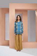 Royal Blue Pure Muslin Silk Printed Co-ord Set