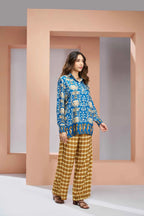 Royal Blue Pure Muslin Silk Printed Co-ord Set